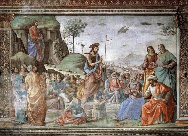 GHIRLANDAIO, Domenico Preaching of St John the Baptist Spain oil painting art